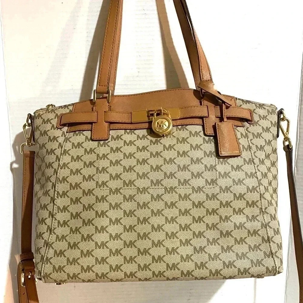 Michael kors MK signature print canvas satchel ha… - image 2